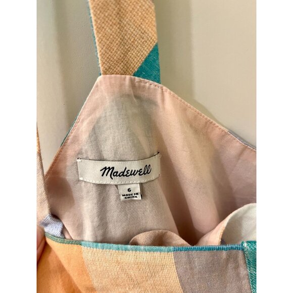 Madewell Tank Button-Front Midi Dress in Rainbow Check Size 6 NWOT - Picture 9 of 10